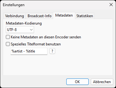 RadioBOSS Encoder Metadaten Shoutcast V2