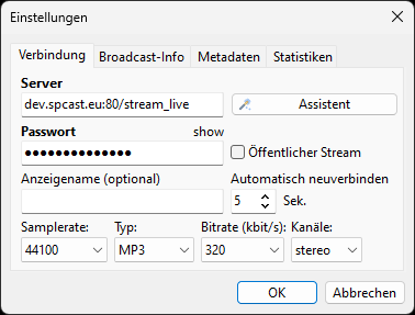 RadioBOSS Encoder Verbindung