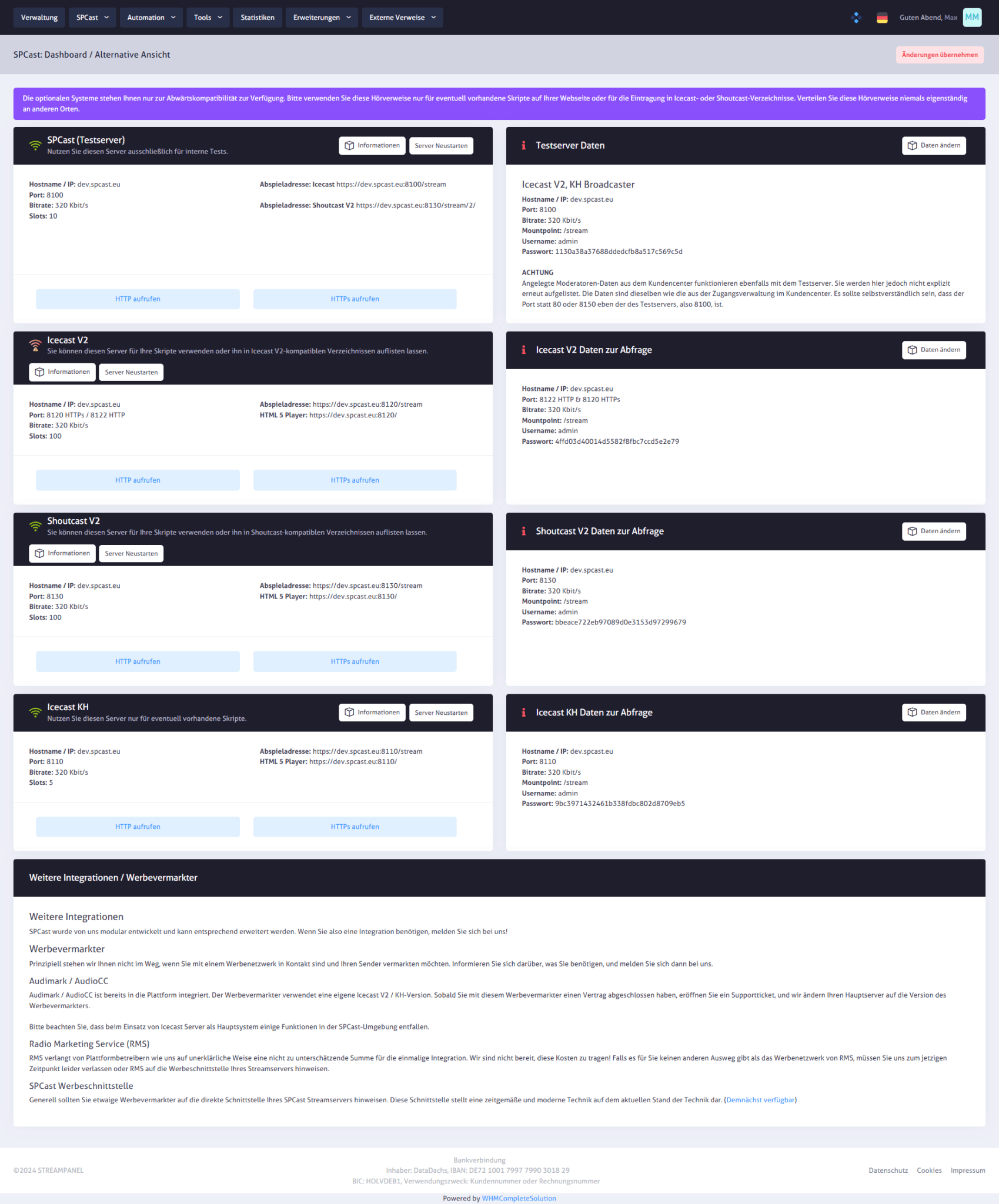SPCast Dashboard (Alternative View)