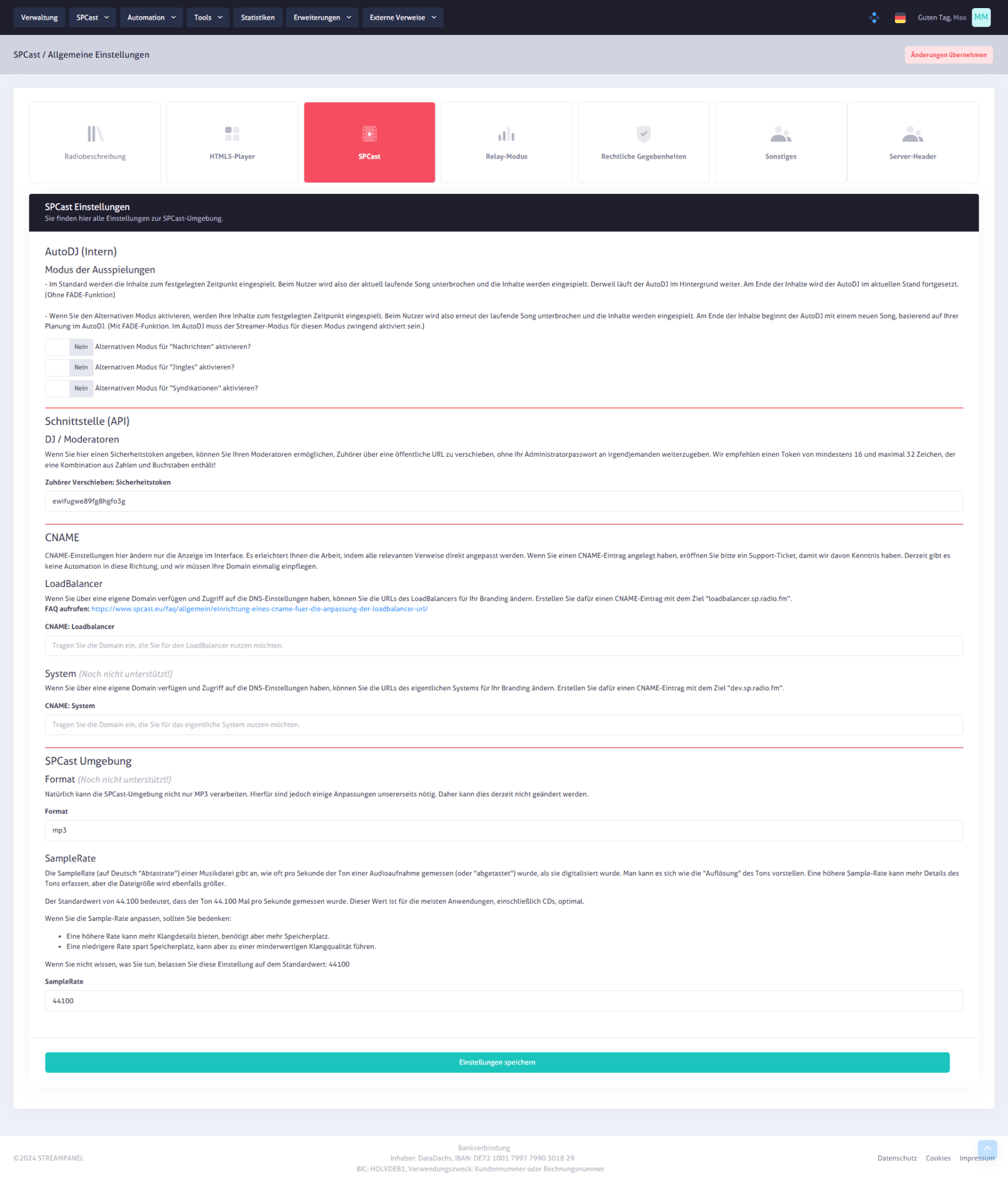 SPCast Settings: Core Configuration