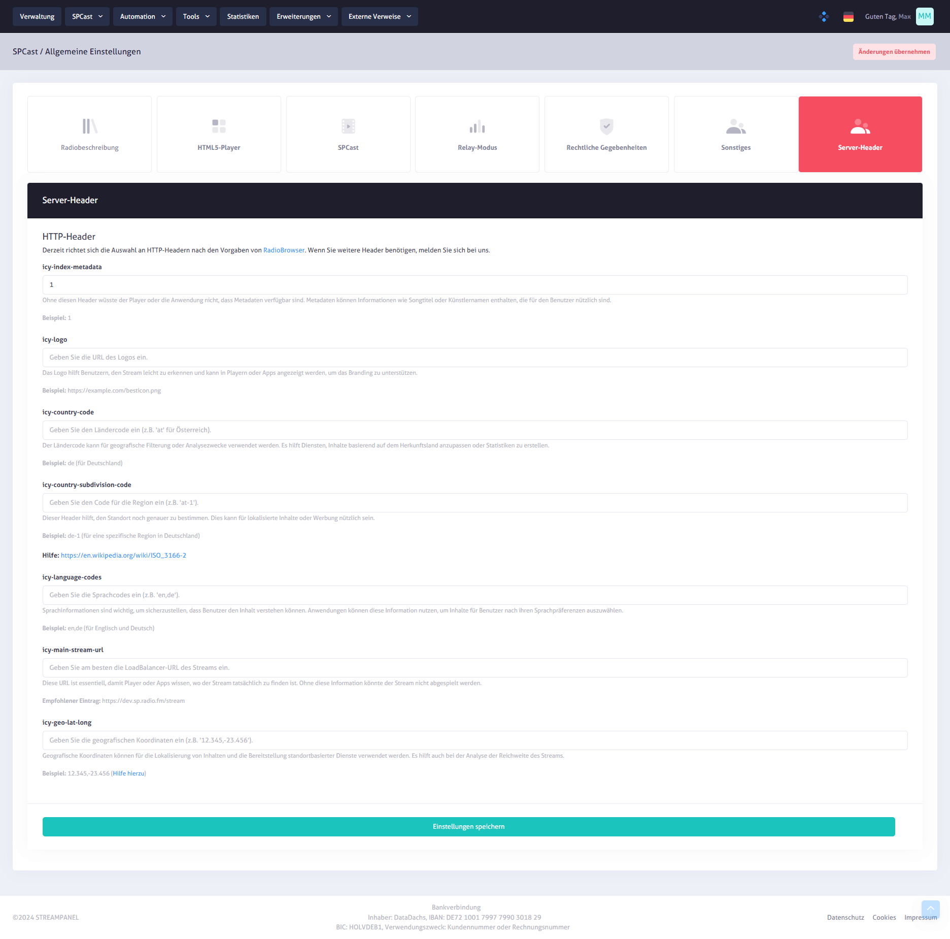 SPCast Settings: Server Headers