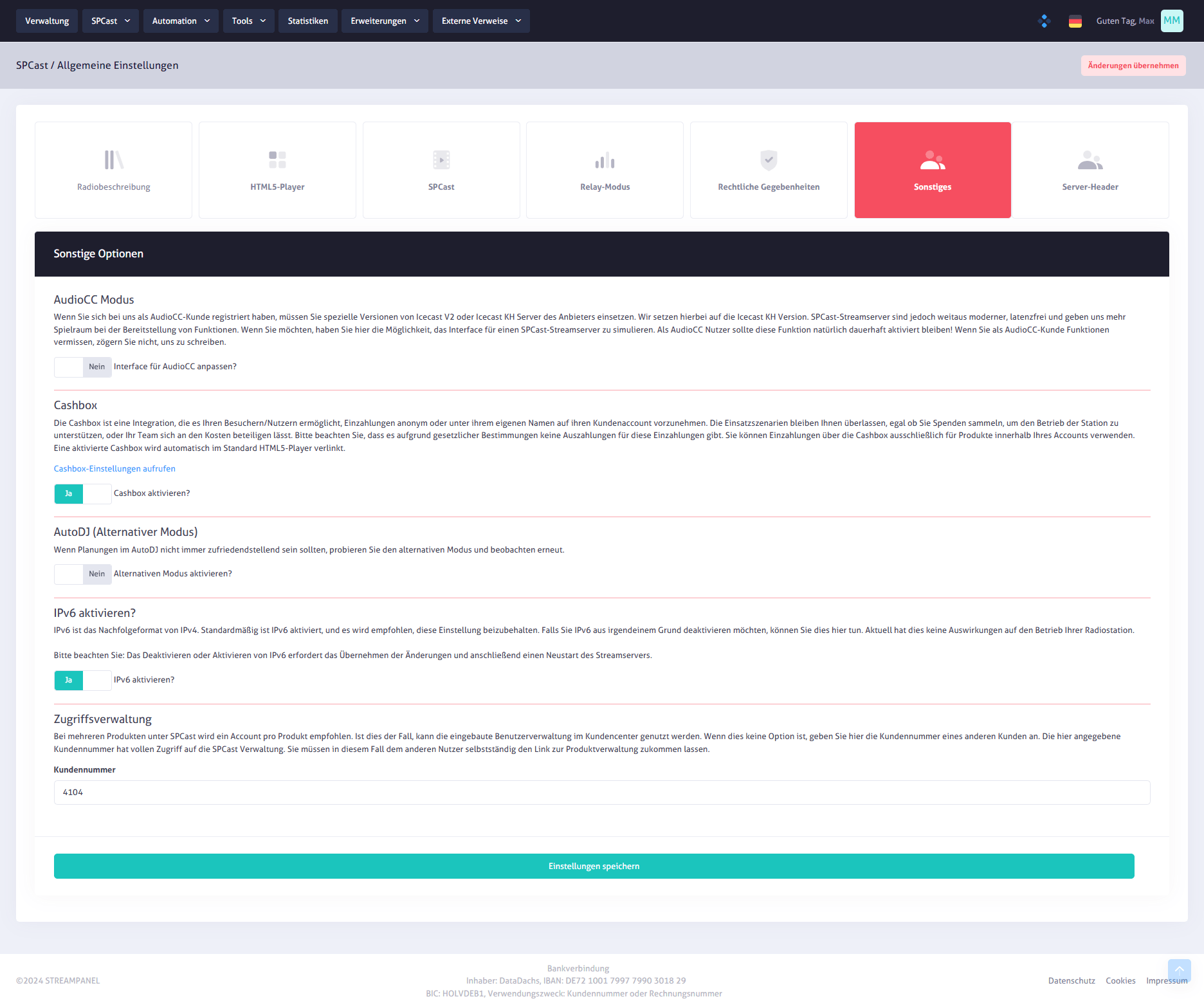 SPCast Settings: Miscellaneous