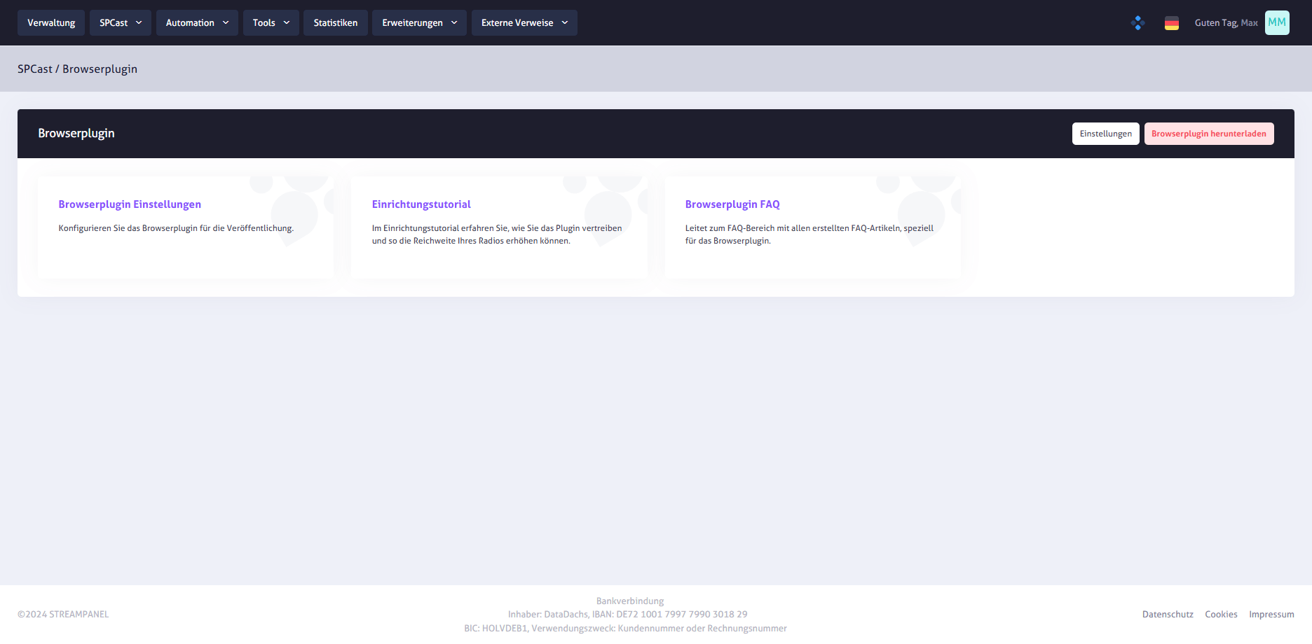 SPCast Extensions: Browser Plugin Dashboard