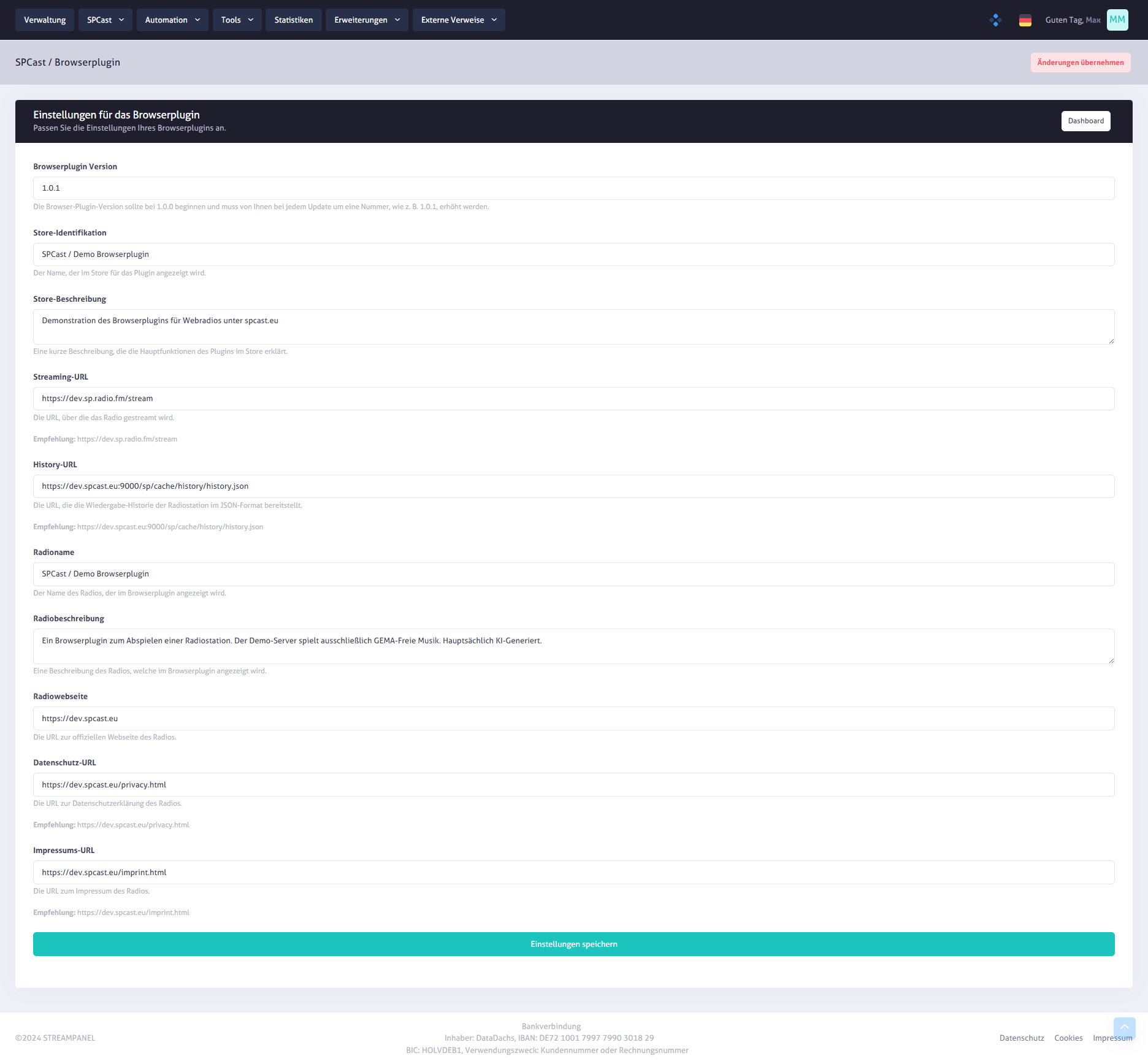 SPCast Extensions: Browser Plugin Settings
