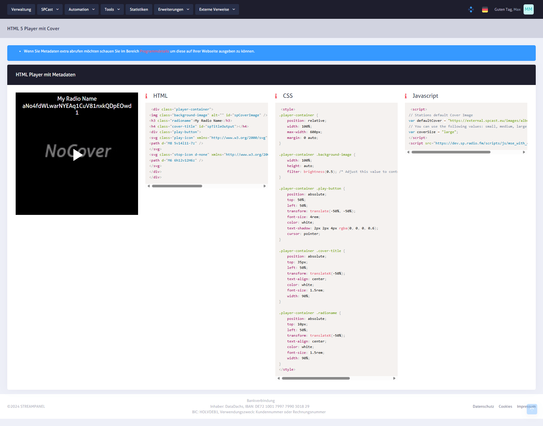 SPCast Tools: HTML5 Player with Cover Artwork