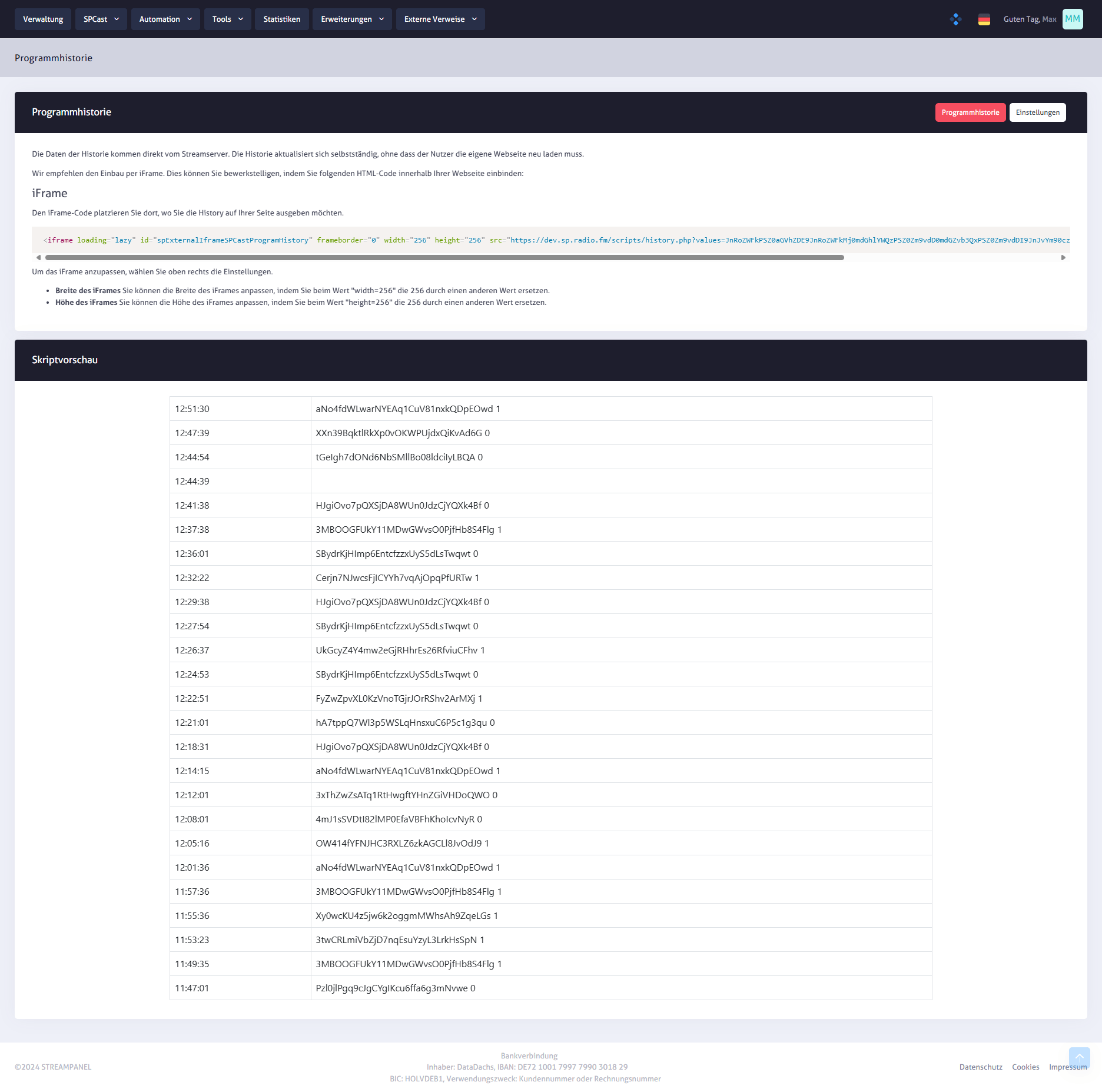 SPCast Tools: Program History Widget