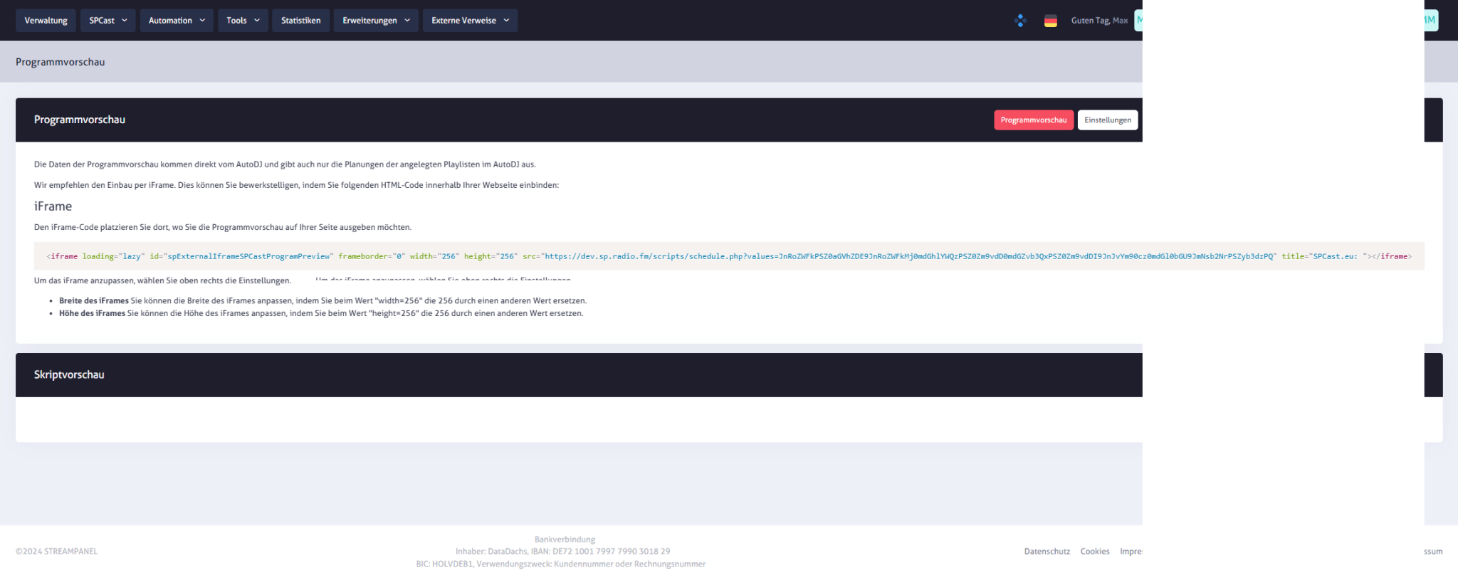 SPCast Tools: Program Preview Widget
